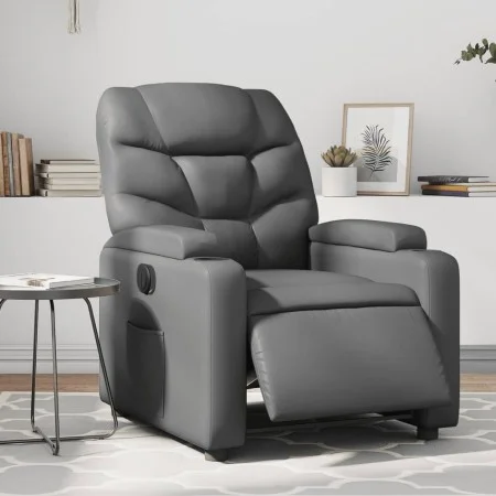 Sillón reclinable eléctrico de cuero sintético gris de , Sillones - Ref: Foro24-3204647, Precio: 258,46 €, Descuento: %