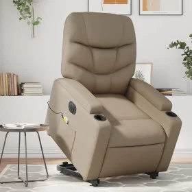 Reclining electric massage armchair in synthetic cappuccino leather by , Armchairs - Ref: Foro24-3204685, Price: 369,21 €, Di...