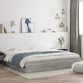 Sonoma gray engineered wood bed with drawers 200x200 cm by , Beds and slatted bases - Ref: Foro24-3207250, Price: 191,18 €, D...
