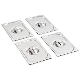 Gastronorm-Tablettdeckel 1/4 Edelstahl 4 Einheiten von vidaXL, Eimerdeckel für Dampftische - Ref: Foro24-50905, Preis: 22,20 ...
