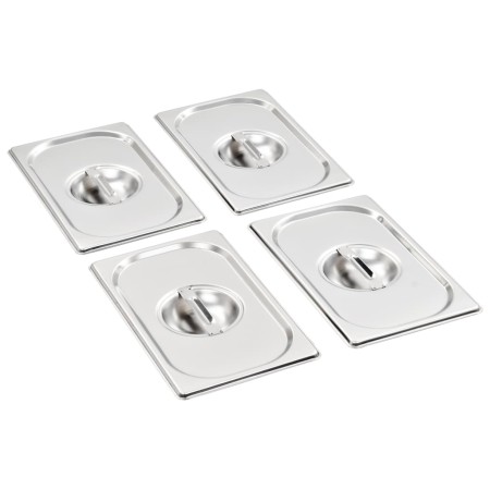 Gastronorm-Tablettdeckel 1/4 Edelstahl 4 Einheiten von vidaXL, Eimerdeckel für Dampftische - Ref: Foro24-50905, Preis: 22,20 ...