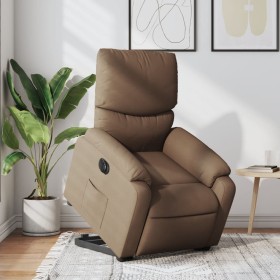 Electric reclining and lift fabric armchair in brown. by , Armchairs - Ref: Foro24-3204852, Price: 313,68 €, Discount: %