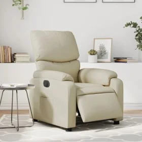 Sillón reclinable eléctrico de cuero sintético crema de , Sillones - Ref: Foro24-3204873, Precio: 282,89 €, Descuento: %