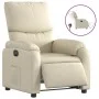 Sillón reclinable eléctrico de cuero sintético crema de , Sillones - Ref: Foro24-3204873, Precio: 282,89 €, Descuento: %