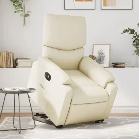 Sillón reclinable elevable eléctrico de cuero sintético crema de , Sillones - Ref: Foro24-3204901, Precio: 361,90 €, Descuent...