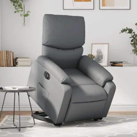 Sillón reclinable elevable eléctrico de cuero sintético gris de , Sillones - Ref: Foro24-3204903, Precio: 376,33 €, Descuento: %
