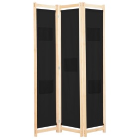 Divider screen 3 black fabric panels 120x170x4 cm by vidaXL, Room dividers - Ref: Foro24-248183, Price: 51,35 €, Discount: %