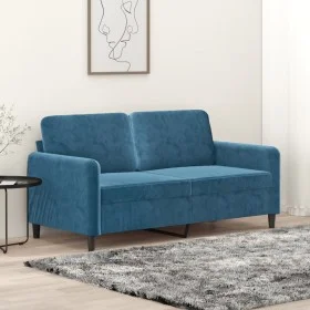 2-Sitzer-Sofa aus blauem Samt, 140 cm von , Sofas - Ref: Foro24-359451, Preis: 248,96 €, Rabatt: %