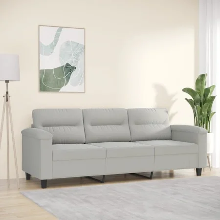 3-Sitzer-Sofa aus hellgrauem Mikrofaserstoff 180 cm von , Sofas - Ref: Foro24-359568, Preis: 349,51 €, Rabatt: %