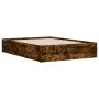 Smoked oak engineered wood bed with drawers 120x200 cm by , Beds and slatted bases - Ref: Foro24-3207284, Price: 187,31 €, Di...