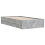 Concrete gray engineered wood bed with drawers 100x200 cm by , Beds and slatted bases - Ref: Foro24-3207290, Price: 133,06 €,...