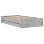 Concrete gray engineered wood bed with drawers 100x200 cm by , Beds and slatted bases - Ref: Foro24-3207290, Price: 133,06 €,...