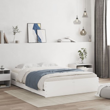 Weißes Holzwerkstoffbett mit Schubladen 120x190 cm von , Betten und Lattenroste - Ref: Foro24-3207315, Preis: 234,64 €, Rabat...
