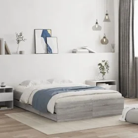 Sonoma gray engineered wood bed with drawers 120x190 cm by , Beds and slatted bases - Ref: Foro24-3207320, Price: 189,57 €, D...