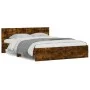 Bed frame with smoked oak headboard 140x200 cm by , Beds and slatted bases - Ref: Foro24-3207487, Price: 151,01 €, Discount: %