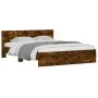 Bed frame with smoked oak headboard 140x200 cm by , Beds and slatted bases - Ref: Foro24-3207487, Price: 151,01 €, Discount: %