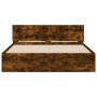 Bed frame with smoked oak headboard 140x200 cm by , Beds and slatted bases - Ref: Foro24-3207487, Price: 153,15 €, Discount: %
