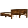 Bed frame with smoked oak headboard 140x200 cm by , Beds and slatted bases - Ref: Foro24-3207487, Price: 153,15 €, Discount: %