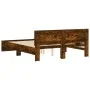 Bed frame with smoked oak headboard 140x200 cm by , Beds and slatted bases - Ref: Foro24-3207487, Price: 151,01 €, Discount: %