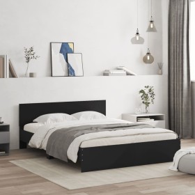 Schwarzer Bettrahmen mit Kopfteil 140x190 cm von , Betten und Lattenroste - Ref: Foro24-3207498, Preis: 202,45 €, Rabatt: %
