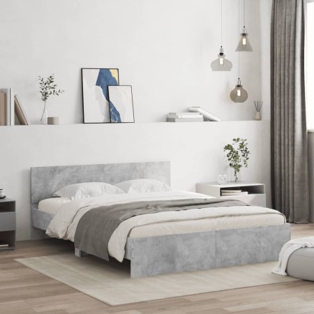 Betongrauer Bettrahmen mit Kopfteil 140 x 190 cm von , Betten und Lattenroste - Ref: Foro24-3207500, Preis: 156,67 €, Rabatt: %