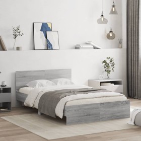Sonoma gray bed frame with headboard 120x190 cm by , Beds and slatted bases - Ref: Foro24-3207516, Price: 169,75 €, Discount: %