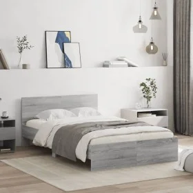 Sonoma gray bed frame with headboard 120x190 cm by , Beds and slatted bases - Ref: Foro24-3207516, Price: 166,25 €, Discount: %