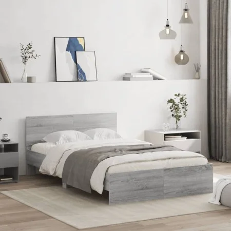 Sonomagrauer Bettrahmen mit Kopfteil 120x190 cm von , Betten und Lattenroste - Ref: Foro24-3207516, Preis: 166,22 €, Rabatt: %