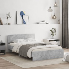 Estructura de cama con cabecero gris hormigón 120x190 cm