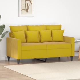 Sofá de 2 plazas terciopelo amarillo 120 cm