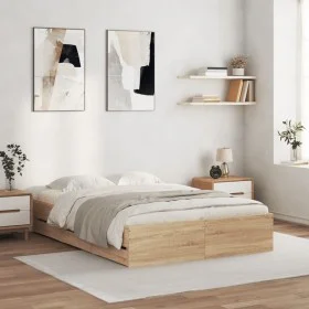 Sonoma oak engineered wood bed with drawers 120x190 cm by , Beds and slatted bases - Ref: Foro24-3207317, Price: 249,59 €, Di...