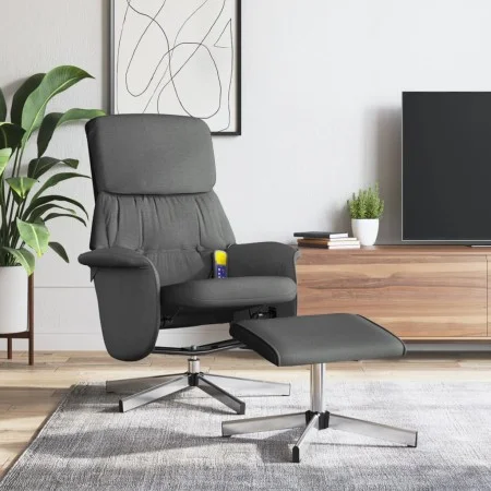 Sillón reclinable de masaje con reposapiés tela gris oscuro de , Sillones - Ref: Foro24-356679, Precio: 134,35 €, Descuento: %
