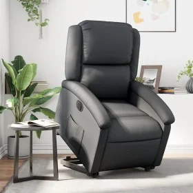 Sillón reclinable eléctrico elevable cuero auténtico negro de , Sillones - Ref: Foro24-3204270, Precio: 470,63 €, Descuento: %