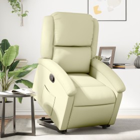 Cream-colored genuine leather lift-up recliner by , Armchairs - Ref: Foro24-3204264, Price: 400,44 €, Discount: %