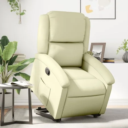 Cremefarbener Hochsessel aus echtem Leder von , Sessel - Ref: Foro24-3204264, Preis: 392,85 €, Rabatt: %