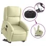 Sillón reclinable elevable cuero auténtico color crema de , Sillones - Ref: Foro24-3204264, Precio: 392,00 €, Descuento: %