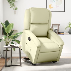 Electric lift recliner armchair in genuine cream leather by , Armchairs - Ref: Foro24-3204272, Price: 442,18 €, Discount: %