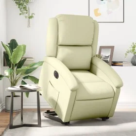 Electric lift recliner armchair in genuine cream leather by , Armchairs - Ref: Foro24-3204272, Price: 441,40 €, Discount: %