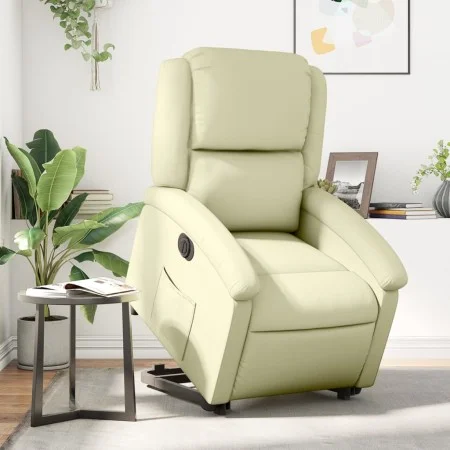 Electric lift recliner armchair in genuine cream leather by , Armchairs - Ref: Foro24-3204272, Price: 440,10 €, Discount: %