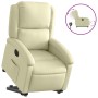 Sillón reclinable eléctrico elevable cuero auténtico crema de , Sillones - Ref: Foro24-3204272, Precio: 419,77 €