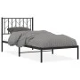 Bed frame with black metal headboard 90x190 cm by , Beds and slatted bases - Ref: Foro24-374429, Price: 62,93 €, Discount: %