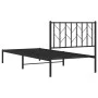 Bed frame with black metal headboard 90x190 cm by , Beds and slatted bases - Ref: Foro24-374429, Price: 62,93 €, Discount: %