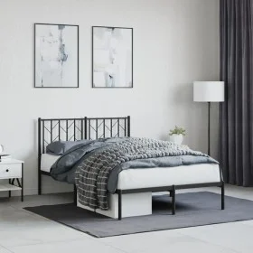 Estructura de cama con cabecero metal negro 120x190 cm de , Camas y somieres - Ref: Foro24-374434, Precio: 96,76 €, Descuento: %