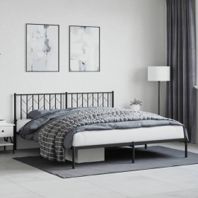Estructura de cama con cabecero metal negro 180x200 cm