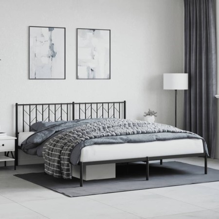 Estructura de cama con cabecero metal negro 180x200 cm de , Camas y somieres - Ref: Foro24-374441, Precio: 128,03 €, Descuent...