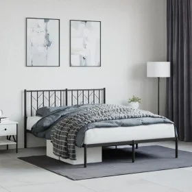 Bed frame with black metal headboard 135x190 cm by , Beds and slatted bases - Ref: Foro24-374436, Price: 83,87 €, Discount: %