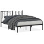 Estructura de cama con cabecero metal negro 135x190 cm de , Camas y somieres - Ref: Foro24-374436, Precio: 85,00 €, Descuento: %