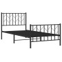 Estructura de cama con cabecero y estribo metal negro 90x200 cm