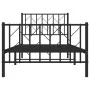 Bettgestell mit Kopfteil und Fußteil aus schwarzem Metall 90x200 cm von , Betten und Lattenroste - Ref: Foro24-374448, Preis:...