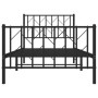 Estructura de cama con cabecero y estribo metal negro 90x200 cm